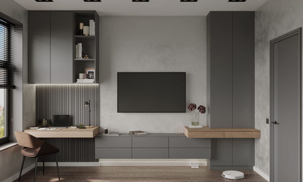 Светлая кухня-гостиная, где можно купить фасады Эвософт по выгодной цене